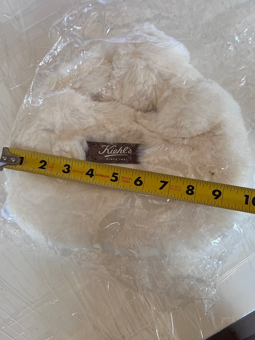 New! Kiehl's Cream Faux Fur Clutch with Brown Logo Patch - Picture 7 of 9